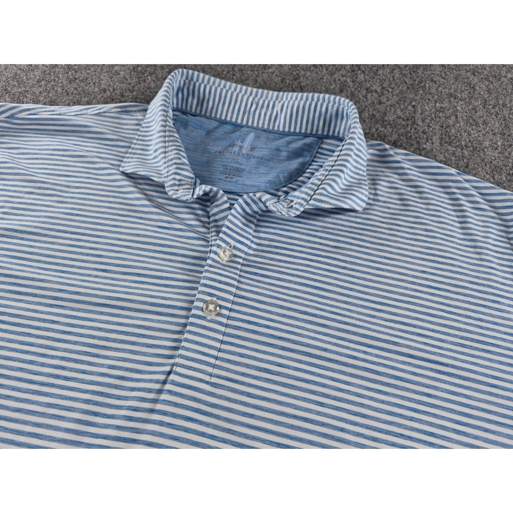 Johnnie-O Featherweight Polo Shirt Mens XL Blue White Striped UPF 50 Golf Top